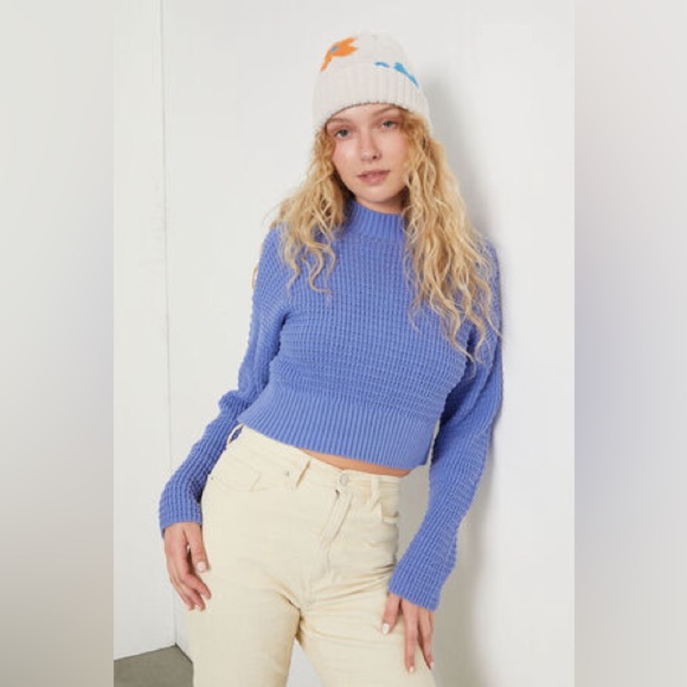 Pacsun - LA Hearts Love Bird Waffle Knit Mock Neck Sweater